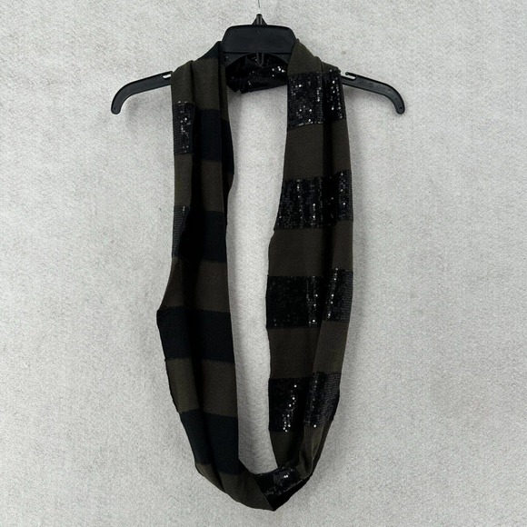 ALICE + OLIVIA Wool Blend Convertible Infinity Scarf Olive Green Sequin 8.5"X60" - Picture 1 of 7